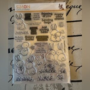 Simon Says Stamp Hoppy Days Ahead Large Stamp Set New Unused Bunnies Easter
